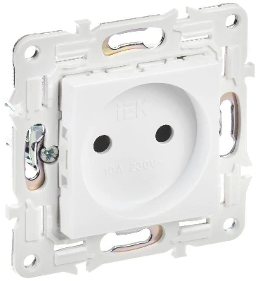 Розетка SKANDY 10А без заземл. без защ. шторок SK-R02W арктич. бел. IEK SK-R10-10-K01
