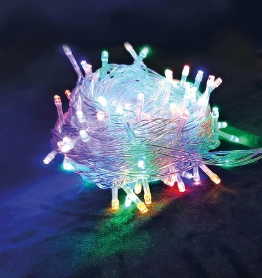 Гирлянда светодиодная 100LED бел. прозр. провод 6.5м расстояние между лампами 10см 8 режимов мигания Космос KOC_GIR100LED_RGB_7m