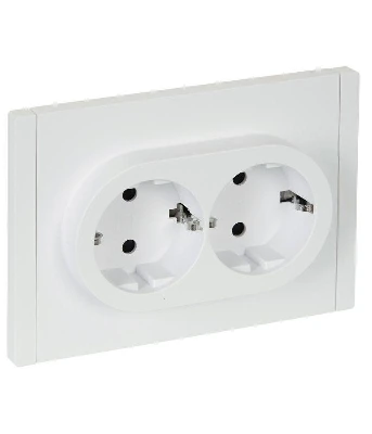 Розетка 2-м СП FORTE&PIANO FP223 16А с заземл. защ. шторки безвинт. крепл. бел. IEK FP-R24-16-1-K01