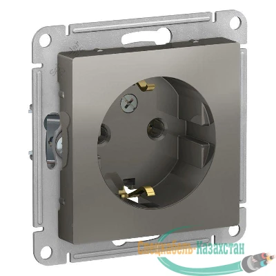 Механизм розетки 1-м СП ATLAS DESIGN с заземл. 16А сталь SchE ATN000943