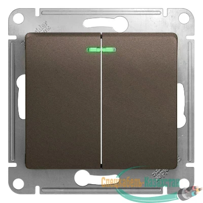 Механизм выключателя 2-кл. СП GLOSSA 10А IP20 10AX с подсветкой шоколад SchE GSL000853
