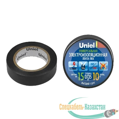 Лента изоляционная 0.135х15мм 10м UIT-135P 10/15/01 BLK черн. Uniel 04510