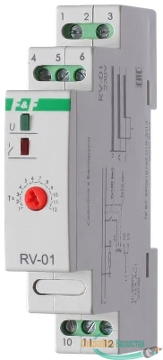 Реле времени RV-01 (задержка вкл. (1..120сек) 230В 16А 1перекл. IP20 монтаж на DIN-рейке) F&F EA02.001.007