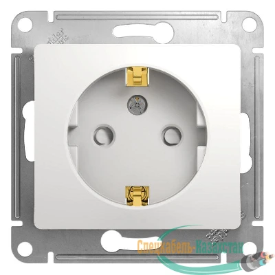 Механизм розетки 1-м СП Glossa 16А защ. шторки с заземл. бел. SchE GSL000145