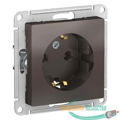 Механизм розетки 1-м СП ATLAS DESIGN с заземл. 16А мокко SchE ATN000643