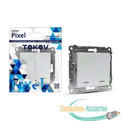 Выключатель 2-кл. СП Pixel 10А IP20 с индикатором механизм перламутр. TOKOV ELECTRIC TKE-PX-V2I-C04