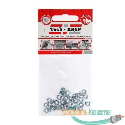 Гайка шестигранная М4 цинк. DIN 934 (уп.50шт) пакет Tech-Krep 103023