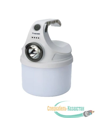 Фонарь аккумуляторный кемпинговый походный 10Вт SMD LED+2Вт LED Li-ion 18650 800мА.ч корпус ABS-пластик индикатор уровня заряда USB-шнур матовый рассеиватель КОСМОС KOC614Lit