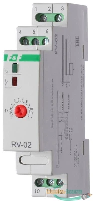 Реле времени RV-02 (задержка выкл. (1..120сек) 230В 16А 1перекл. IP20 монтаж на DIN-рейке) F&F EA02.001.008
