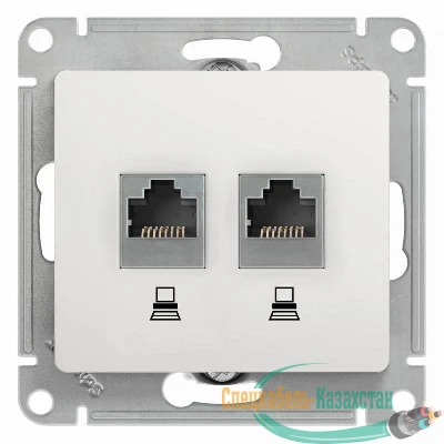 Механизм розетки комп. 2-м Glossa RJ45+RJ45 кат.5е бел. SchE GSL000185KK