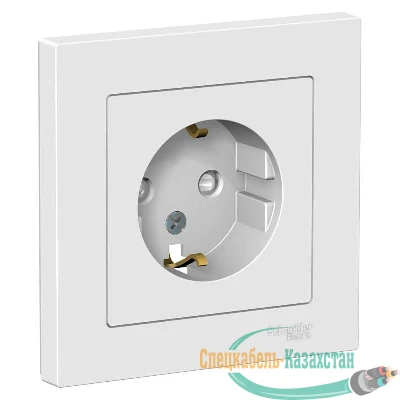 Розетка ATLAS DESIGN с заземл. защ. шторки 16А в сборе бел. SchE ATN000144