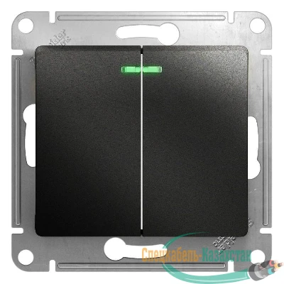 Механизм выключателя 2-кл. СП GLOSSA 10А IP20 10AX с подсветкой антрацит SchE GSL000753