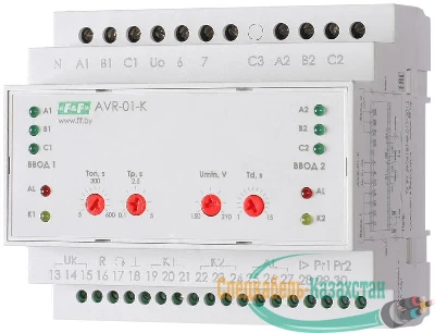 Устройство управления резервным питанием AVR-01-K (2 ввода; 1 нагрузка 35мм 3х400В+N 2х16А 2P IP20 монтаж на DIN-рейке) F&F EA04.006.001