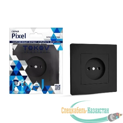 Розетка 1-м СП Pixel 16А IP20 без заземл. в сборе карбон TOKOV ELECTRIC TKE-PX-R1F-C14