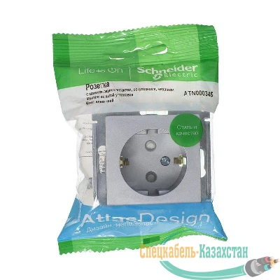 Механизм розетки 1-м СП ATLAS DESIGN с заземл. защ. шторки 16А алюм. SchE ATN000345