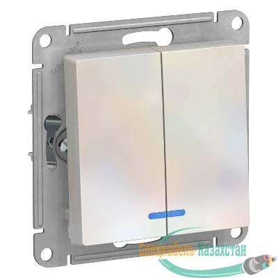 Механизм выключателя 2-кл. ATLAS DESIGN с подсветкой (сх.5а) 10АХ жемчуг SchE ATN000453