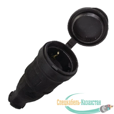 Розетка переносная 16А 230В 2P+PE с защ. крышкой IP44 каучук EKF RPS-012-16-230-44
