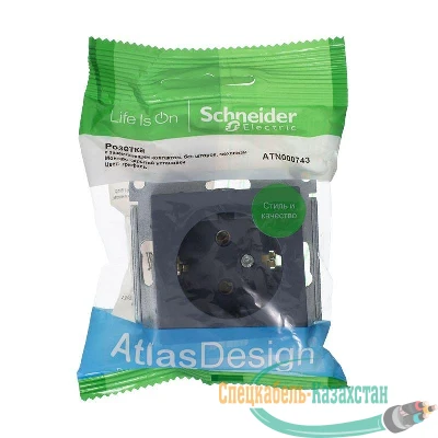 Механизм розетки 1-м СП ATLAS DESIGN с заземл. 16А грифель SchE ATN000743