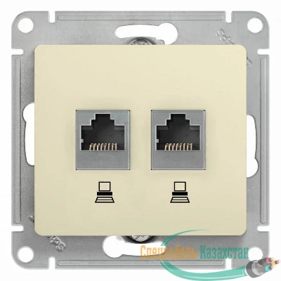Механизм розетки комп. 2-м Glossa RJ45+RJ45 кат.5е беж. SchE GSL000285KK