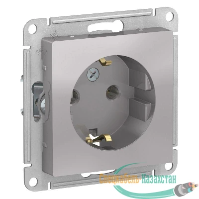 Механизм розетки 1-м СП ATLAS DESIGN с заземл. 16А алюм. SchE ATN000343