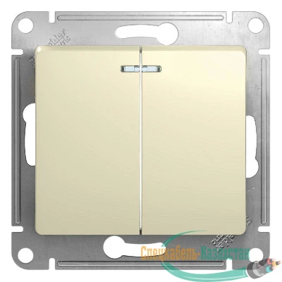 Механизм выключателя 2-кл. СП GLOSSA 10А IP20 10AX с подсветкой беж. SchE GSL000253