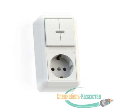 Блок комбинированный ОП БКВР-433 Оптима (2-кл. выкл. с подсветкой + розетка с заземл.) бел. Кунцево 8067