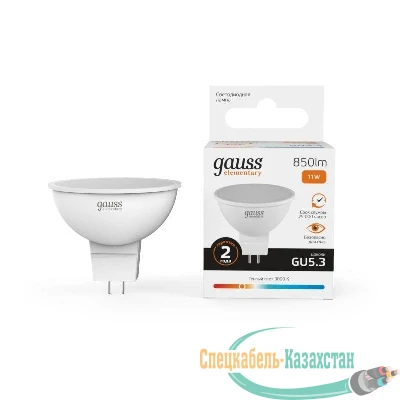 Лампа светодиодная Elementary 11Вт MR16 софит 3000К тепл. бел. GU5.3 850лм GAUSS 13511