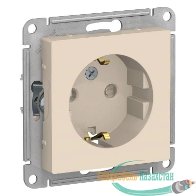 Механизм розетки 1-м СП ATLAS DESIGN с заземл. защ. шторки 16А беж. SchE ATN000245