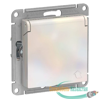 Механизм розетки 1-м СП ATLAS DESIGN с заземл. защ. шторки с крышкой 16А IP20 жемчуг SchE ATN000446