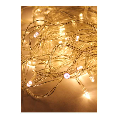 Гирлянда 12.8м (11.3+1.5) 120LED бел. прозр. провод 8 режимов мигания IP20 тепл. бел. Космос KOC_GIR120LED_W