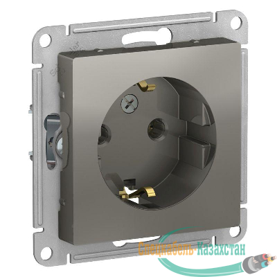 Механизм розетки 1-м СП ATLAS DESIGN с заземл. 16А сталь SchE ATN000943