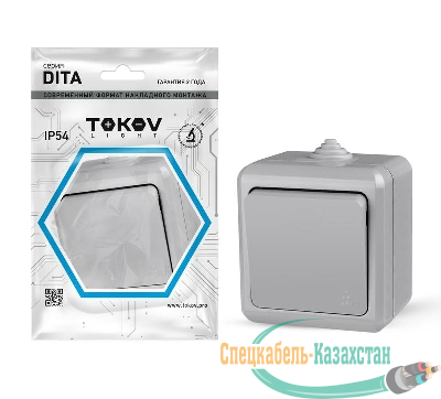 Выключатель 1-кл. ОП Dita IP54 10А 250В сер. TOKOV ELECTRIC TKL-DT-V1-C06-IP54