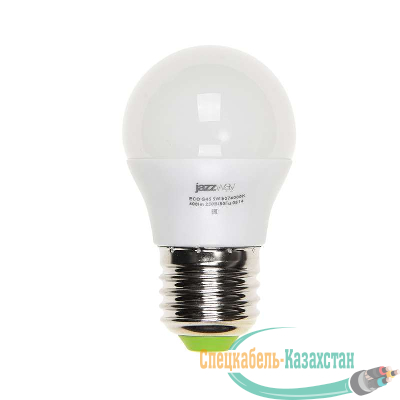 Лампа светодиодная PLED-ECO-G45 5Вт шар 4000К бел. E27 400лм 220-240В JazzWay 1036988A