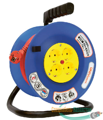 Удлинитель на катушке 4х20м с заземл. 10А IP44 ВЕМ-250 термо ПВС 3х0.75 розетки с защ. шторками UNIVersal 1679