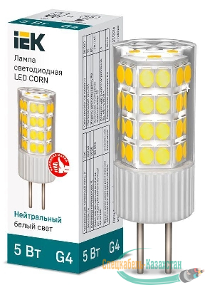 Лампа светодиодная Corn 5Вт капсульная 4000К нейтр. бел. G4 230В керамика IEK LLE-Corn-5-230-40-G4