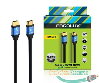Кабель видео HDMI-HDMI ELX-VC01-HDMI 4К 60Гц 2м PVC+металл коробка черн. Ergolux 15299