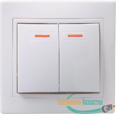 Выключатель 2-кл. СП Кварта 10А IP20 ВС10-2-1-КБ с индикацией бел. IEK EVK21-K01-10-DM