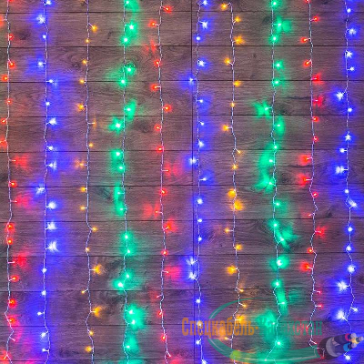 Гирлянда "Светодиодный Дождь" 2х3 м свечение с динамикой LED мультиколор 230В провод прозр. Neon-Night 235-069