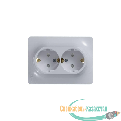 Розетка 2-м СП Glossa защ. шторки с заземл. в сборе бел. SchE GSL000126