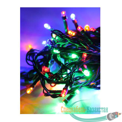 Гирлянда 8.8м (7.3+1.5) 80LED зел. провод расстояние между лампами 10см 8 режимов мигания IP20 мультиколор Космос KOC_GIR80LED_RGB