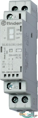 Контактор модульный 1NO + 1NC 25А AgSnO2 230В AC/DC 17.5мм IP20 мех. индикатор + LED FINDER 223202304520