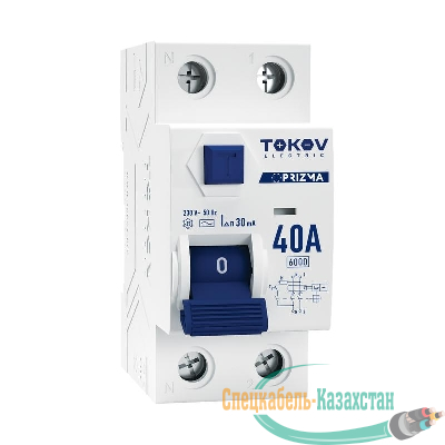 Выключатель дифференциального тока (УЗО) 2П (1P+N) 40А 30мА тип AC 6кА TOKOV Electric TKE-PZ60-RCDM-2-40-30-AC