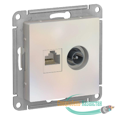 Розетка компьютерная + телевизионная 2-м AtlasDesign RJ45 кат.5E + TV механизм жемчуж. SE ATN000489