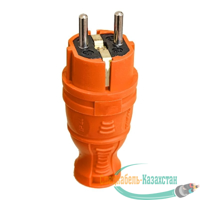Вилка прямая с заземл. IP44 каучук оранж. TOKOV TKE-C10-KV-Z