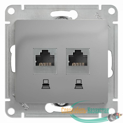 Розетка компьютерная 2-м Glossa RJ45 кат.5E механизм алюм. SE GSL000385KK