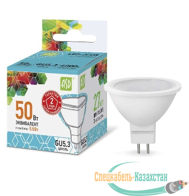 Лампа светодиодная LED-JCDR-standard 5.5Вт 4000К нейтр. бел. GU5.3 495лм 160-260В ASD 4690612001432