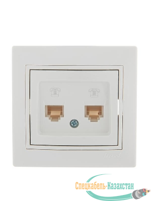 Розетка телефонная 2-м СП Mira RJ11 бел./бел. LEZARD 701-0202-138