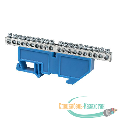 Шина нулевая N 6х9 20 отвер. никель син. изолятор на DIN-рейку PROxima EKF sn1-63-20-d