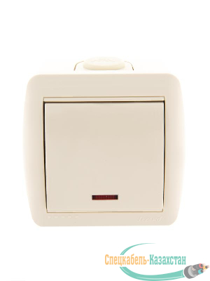 Выключатель 1-кл. ОП Ната 10А IP20 с подсветкой крем. LEZARD 710-0300-111