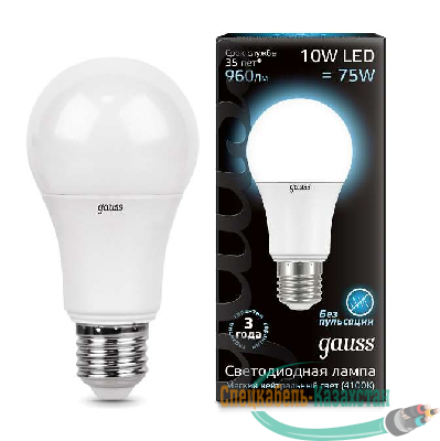 Лампа светодиодная Black A60 10Вт E27 4100К Gauss 102502210
